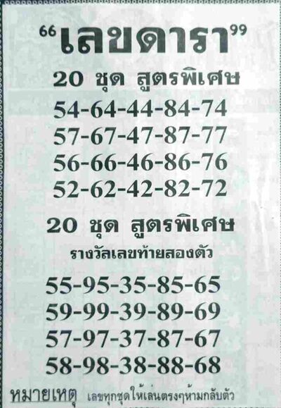 หวยเลขดารา-16-8-65