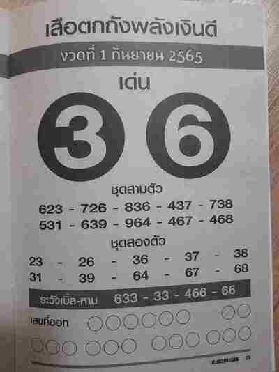 หวยเสือตกถังพลังเงินดี-1-9-65