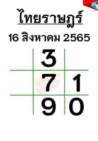 หวยไทยราษฎร์16-8-65