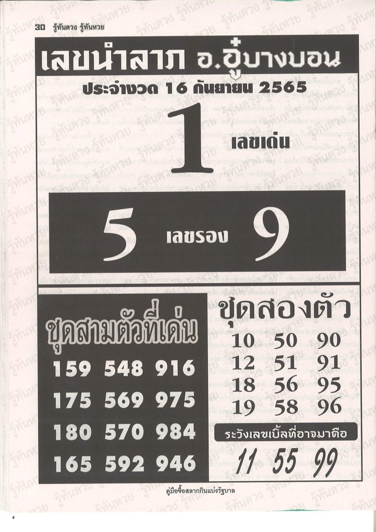 หวยอู๋บางบอน-16-9-65