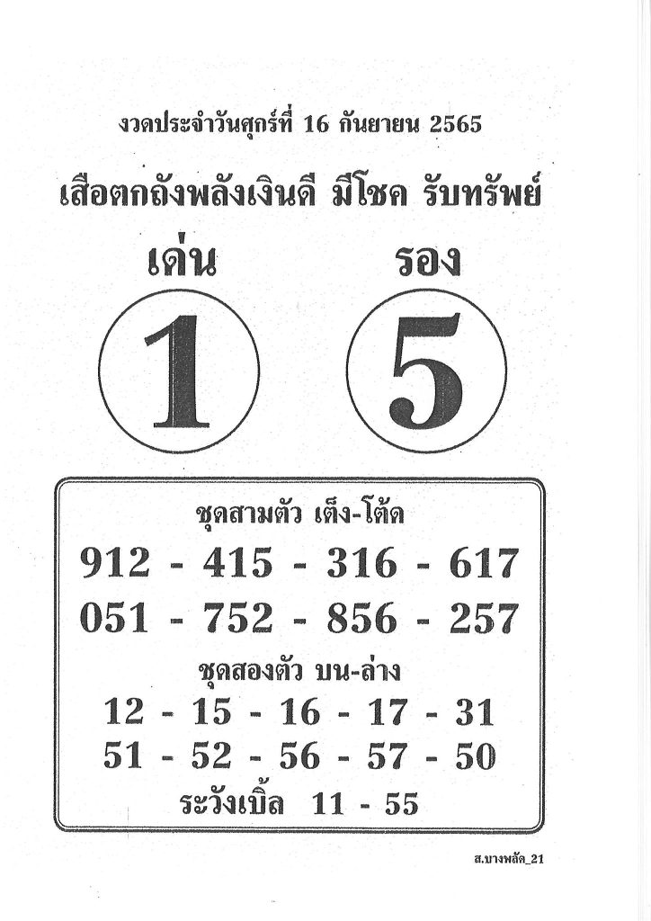 หวยเสือตกถัง-16-9-65