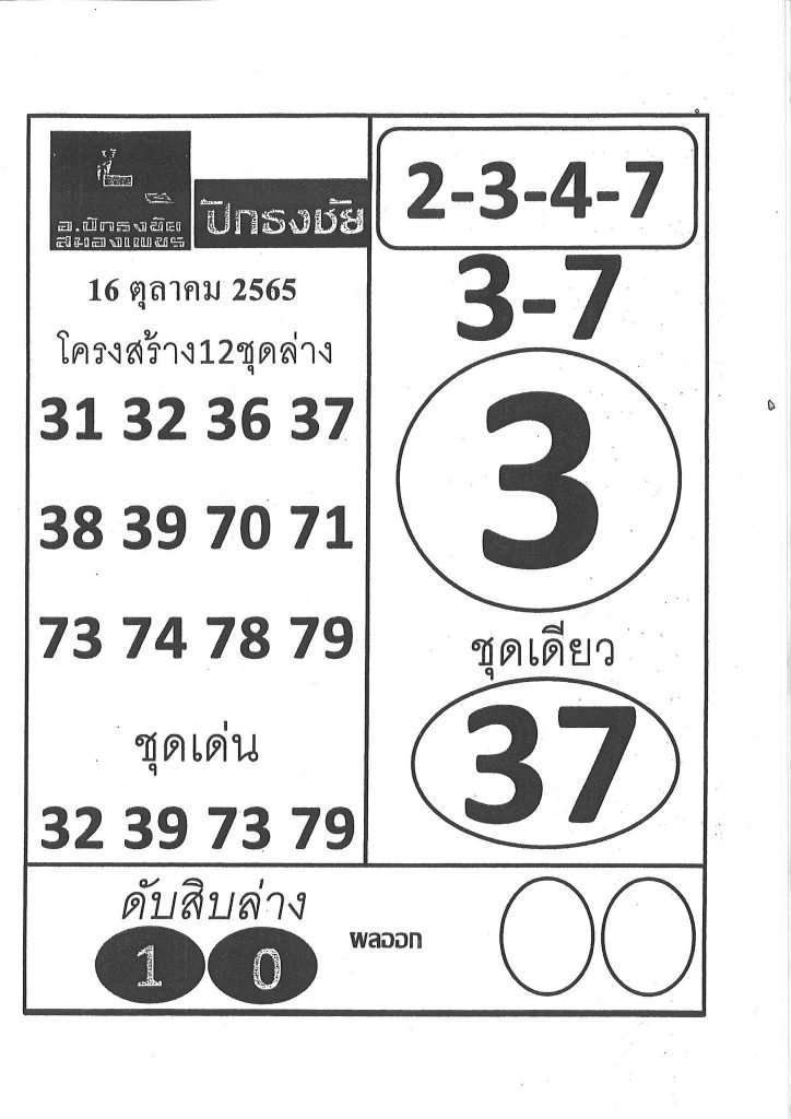 หวยปกธงชัย-16-10-65