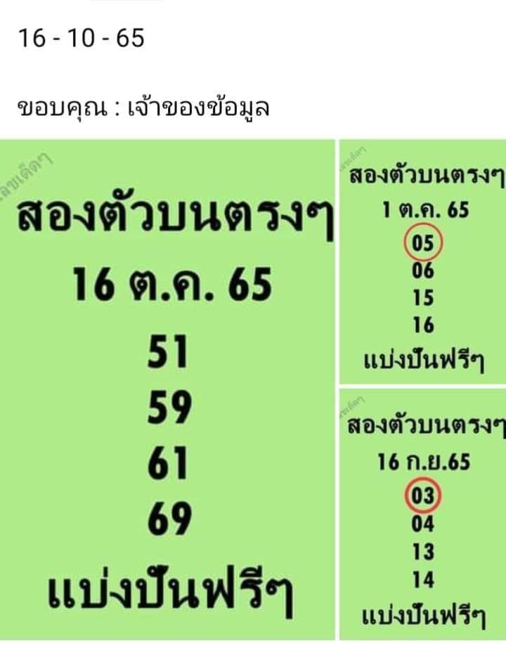 หวยสองตัวบน-16-10-65