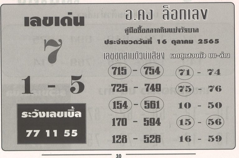 หวยอ.คง 16/10/65 สูตรหวยสามตัวเด็ดที่สุดจับคู่