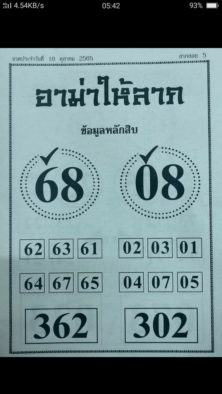 หวยอาม่าให้ลาภ 16-10-65