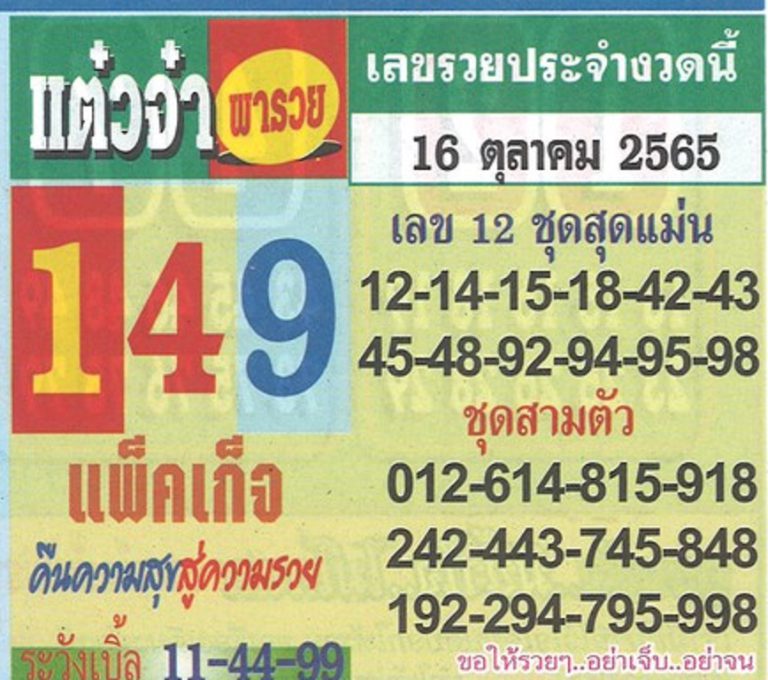 หวยแต๋วจ๋า-16-10-65