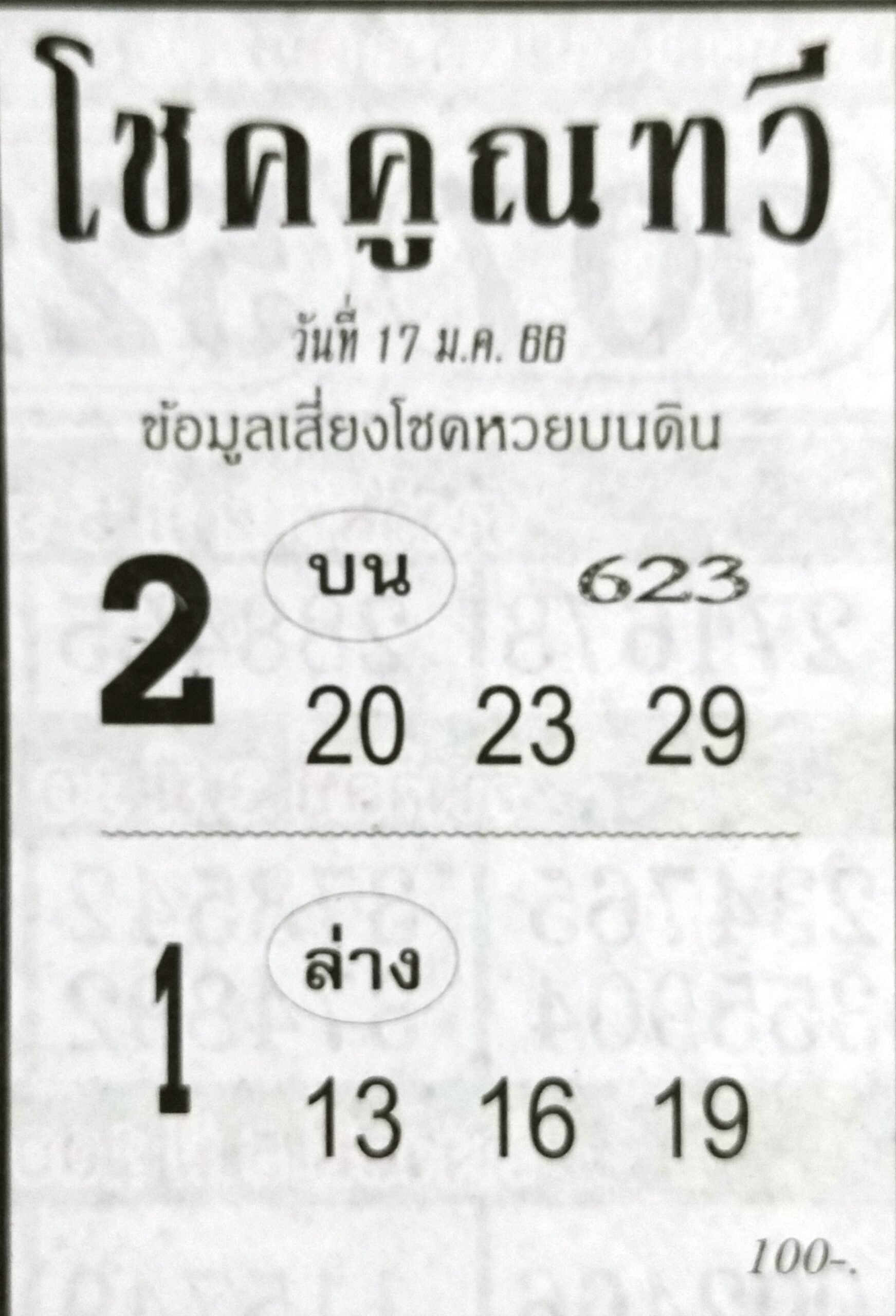 หวยโชคทวีคูณ 17-1-66