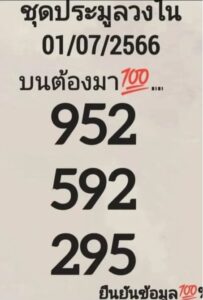 หวยเลขประมูล 1/7/66