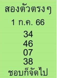 หวยสองตัวบน 1/7/66