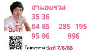 หวยฮานอยวันนี้ 7/6/66 ชุดที่ 6