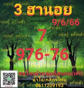 หวยฮานอยวันนี้ 9/6/66 ชุดที่ 10