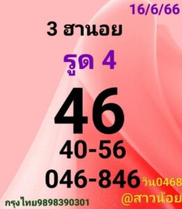 หวยฮานอยวันนี้ 16/6/66 ชุดที่ 10