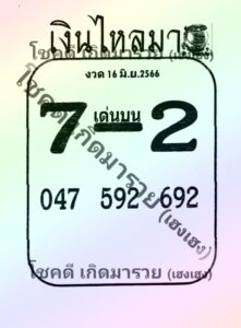 หวยเงินไหลมา 16/6/66