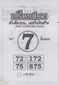 หวยเปรี้ยงเดียว 16/8/66
