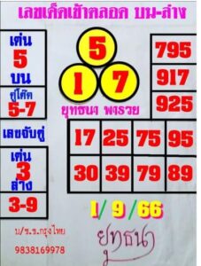 หวยยุทธนาพารวย 1/9/66