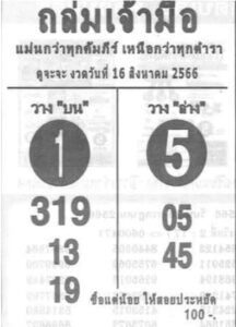 หวยถล่มเจ้ามือ 16/8/66