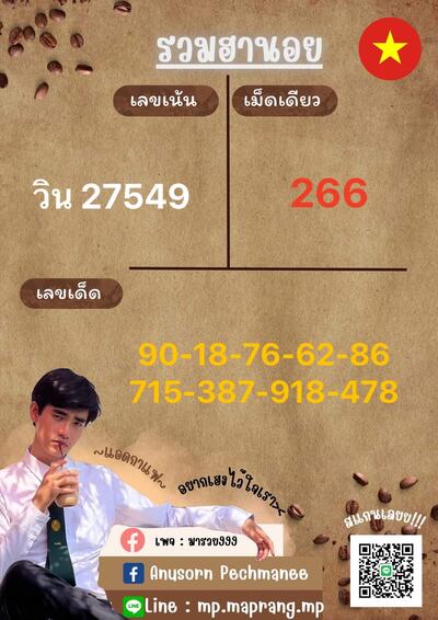 หวยฮานอยวันนี้ 18/7/66 ชุดที่ 6