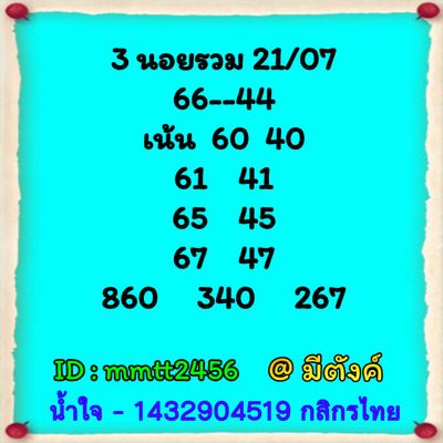 หวยฮานอยวันนี้ 21/7/66 ชุดที่ 9