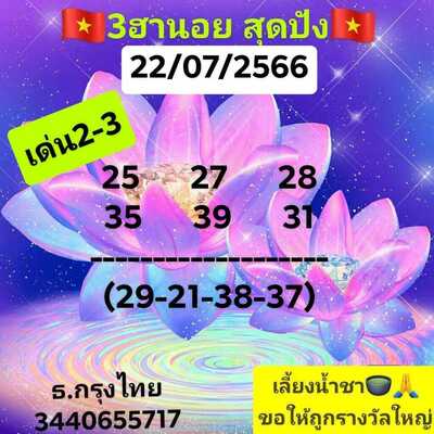 หวยฮานอยวันนี้ 22/7/66 ชุดที่ 4