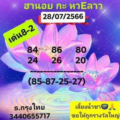 หวยฮานอยวันนี้ 28/7/66 ชุดที่ 2