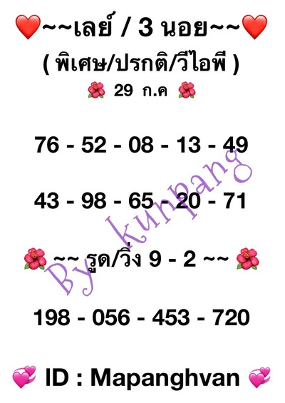 หวยฮานอยวันนี้ 29/7/66 ชุดที่ 2