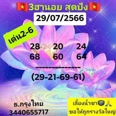 หวยฮานอยวันนี้ 29/7/66 ชุดที่ 9