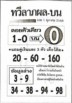 หวยทวีลาภผล 1/10/66