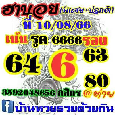 หวยฮานอยวันนี้ 11/8/66 ชุดที่ 8