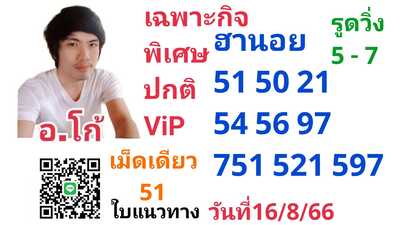 หวยฮานอยวันนี้ 16/8/66 ชุดที่ 8