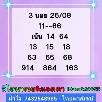 หวยฮานอยวันนี้ 26/8/66 ชุดที่ 7