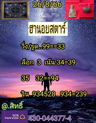 หวยฮานอยวันนี้ 26/8/66 ชุดที่ 9