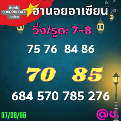 หวยฮานอยวันนี้ 7/8/66 ชุดที่ 8