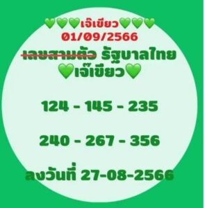 หวยเจ๊เขียว 1/9/66