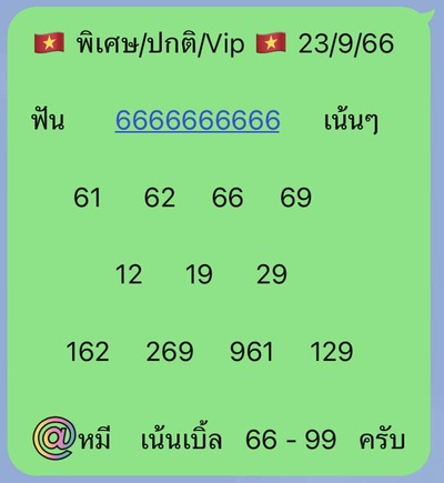 หวยฮานอยวันนี้ 23/9/66 ชุดที่ 1