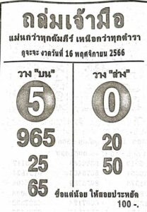 หวยถล่มเจ้ามือ 16/11/66