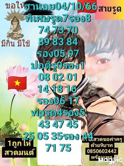 หวยฮานอยวันนี้ 4/10/66 ชุดที่ 6