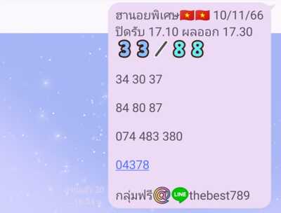 หวยฮานอยวันนี้ 10/11/66 ชุดที่ 10