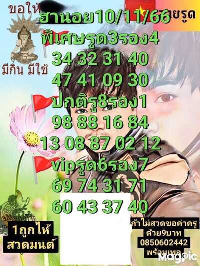 หวยฮานอยวันนี้ 10/11/66 ชุดที่ 4