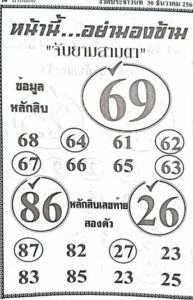 หวยจับยามสามตา 30/12/66