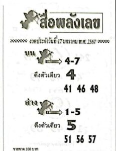 หวยสื่อพลังเลข 17/1/67