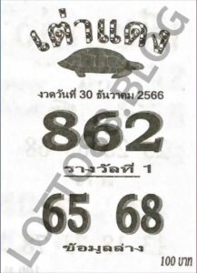 หวยเต่าแดง 30/12/66