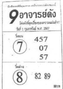 หวย9อาจารย์ดัง 1/2/67