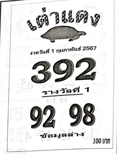 หวยเต่าแดง 1/2/67