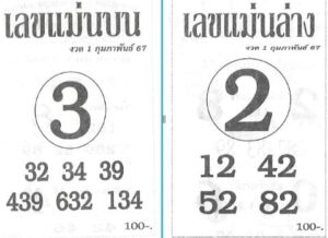 เลขแม่นบน แม่นล่าง 1/2/67