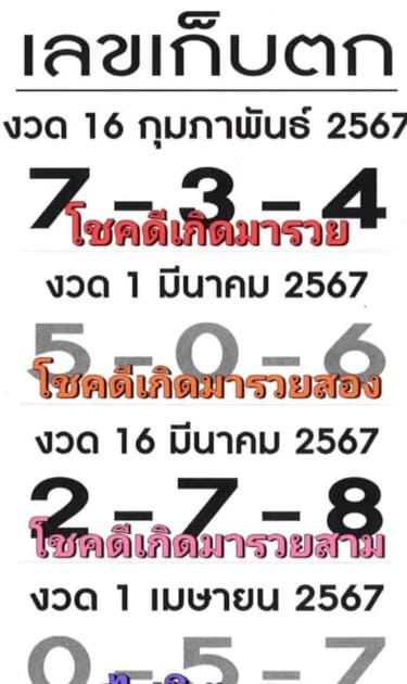 เลขเก็บตก 1/3/67