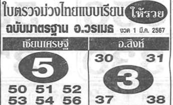 หวยไทยแบบเรียน 1/3/67